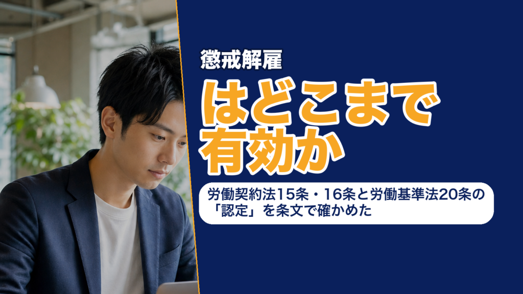 懲戒解雇はどこまで有効か──労働契約法15条・16条と労働基準法20条の「認定」を条文で確かめた