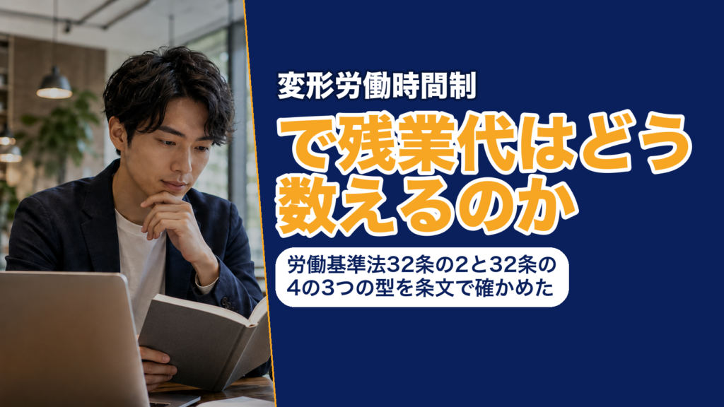 変形労働時間制で残業代はどう数えるのか──労働基準法32条の2と32条の4の3つの型を条文で確かめた
